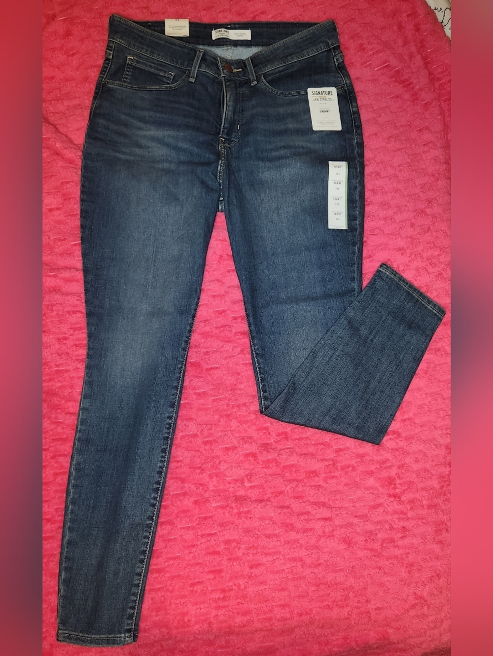 NWT - Signature by Levi Strauss Women's Dark Indigo High-Rise Straight Jeans